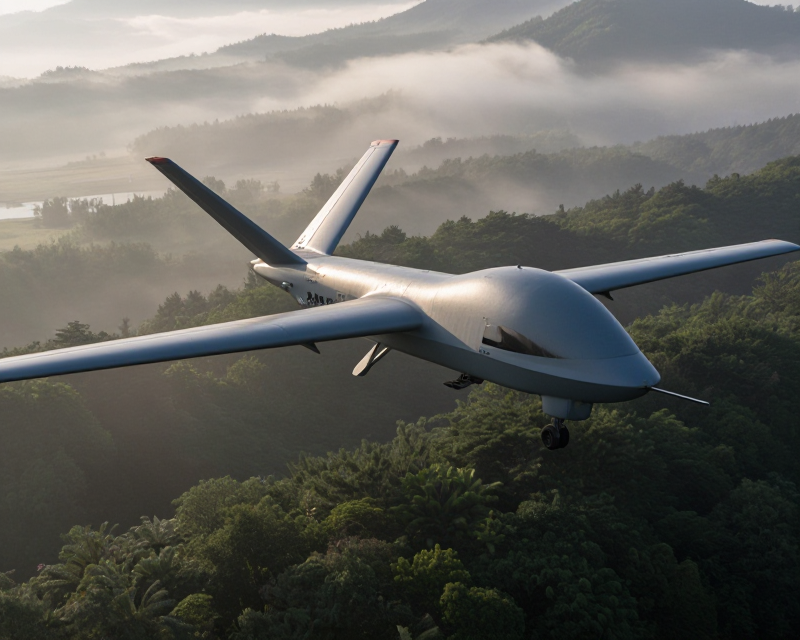 Cinematic surveillance drone scene
