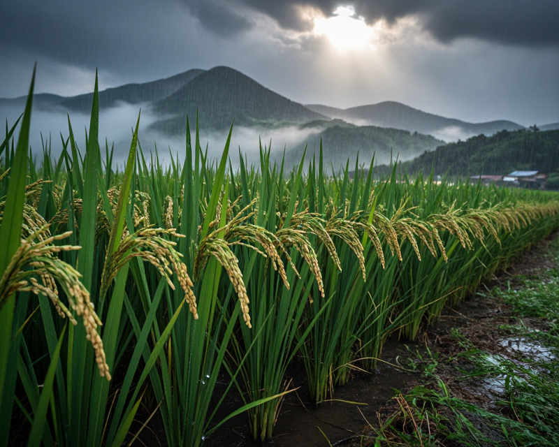 Heavy rain in South Korean countryside