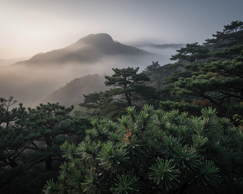 Misty Korean Mountain Landscape