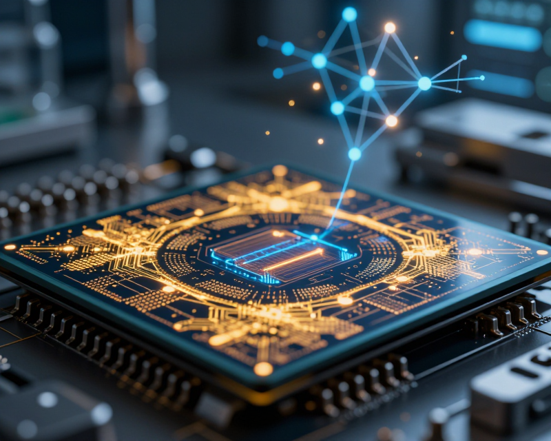 Futuristic Semiconductor and AI Concept